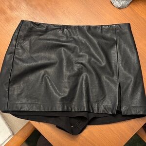 Amanda Uprichard Black Faux Leather Mini Skort